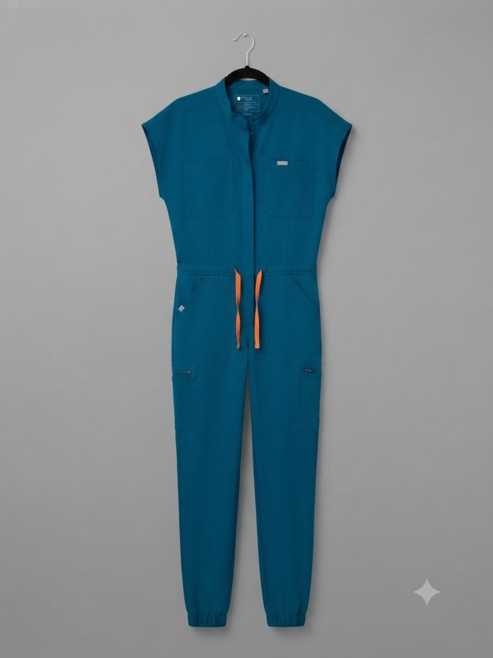 Figs Teal Short-Sleeve Utility Jumpsuit  style 1000383 Rafaela